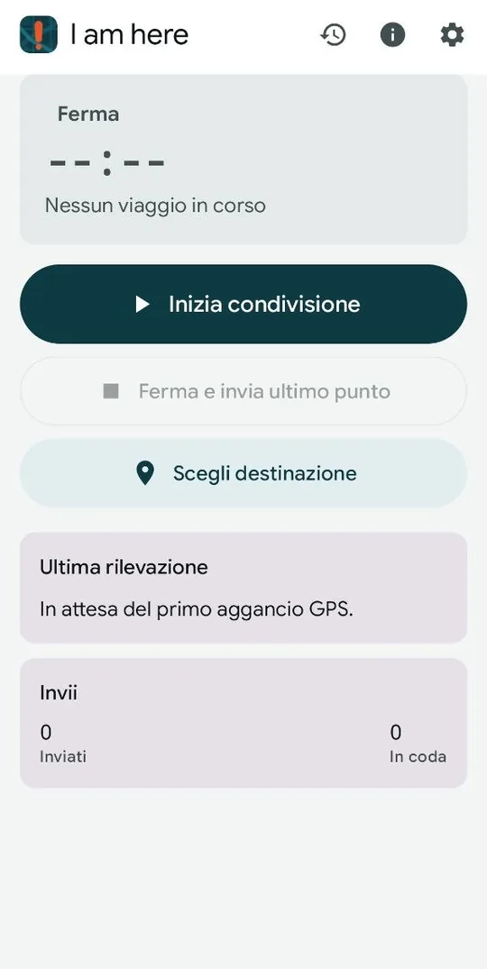 La schermata principale durante un viaggio.