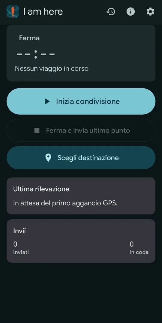 La schermata principale durante un viaggio.